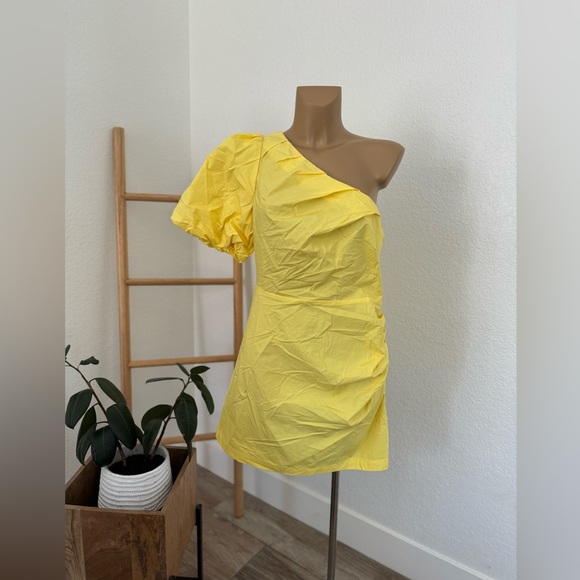 NWT Women's One Shoulder Mini A-Line Dress - A New Day yellow - Picture 5 of 5